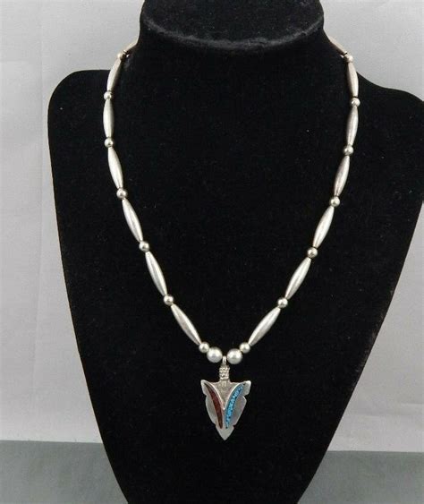 Vintage Southwestern Native American Silver Plated Arrowhead Beaded