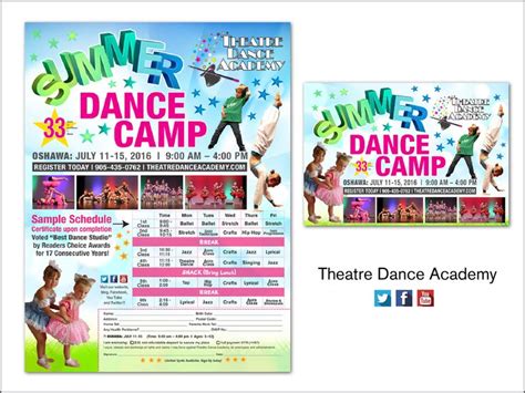 Theatre Dance Academy Summer Dance Camp Flyer And Post Card