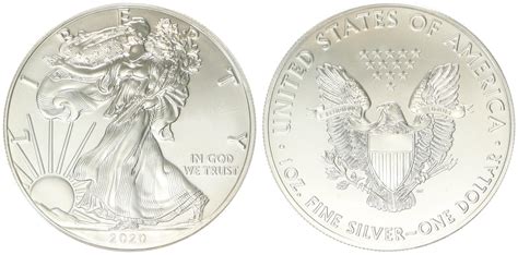 Usa 1 Dollar 1 Unze Silber 2020 1 American Eagle Liberty 1 Oz