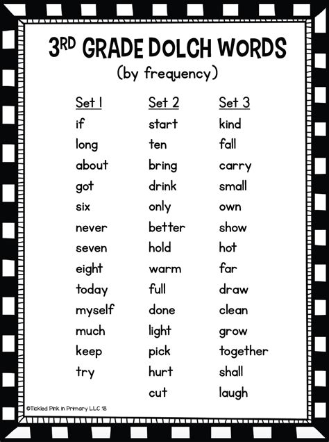 High Frequency Words 3rd Grade