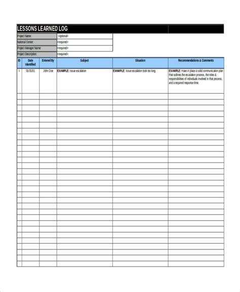 Learning Log Templates 11 Free Printable Word Excel And Pdf Formats