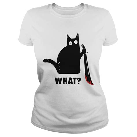Black Cat Murderous Holding Knife Halloween Shirt Trend T Shirt Store Online