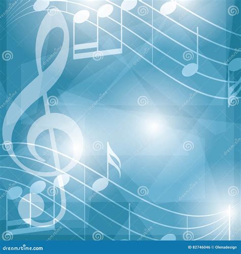 Abstract Blue Music Vector Background With Notes Stock Vector
