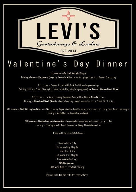 Levis Valentines Day Dinner 2015 Levis Gastrolounge And Lowbar