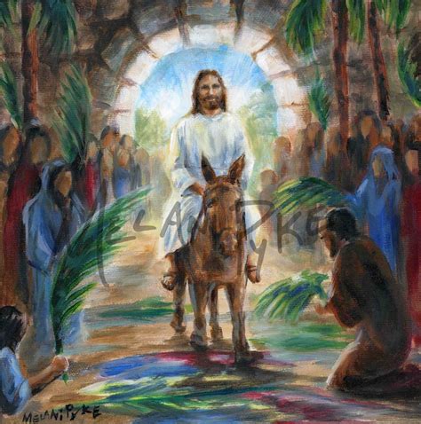 Triumphal Entry Art Print Of Jesus Riding On Donkey Into Jerusalem