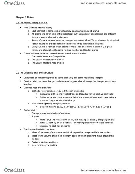 Chem 101 Textbook Notes Fall 2017 Chapter 3 Molar Mass Chemical