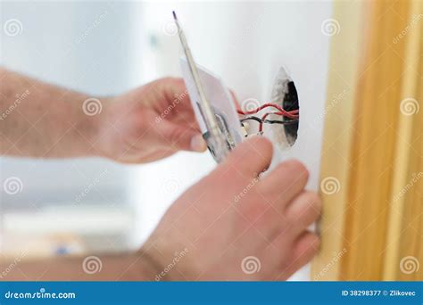 Man Installing Light Switch Stock Image Image Of Painting