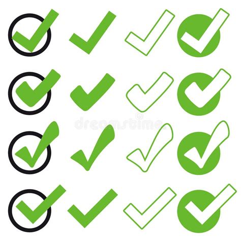 Collection Green Check Marks Stock Vector Illustration Of Survey