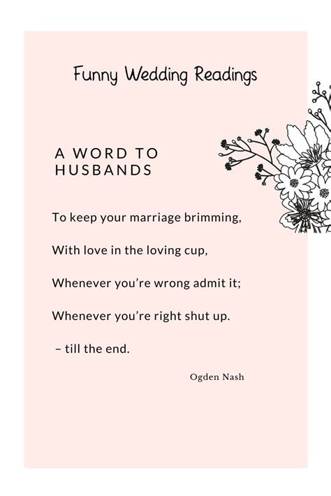 23 Funny Wedding Readings You Will Love ~ Kiss The Bride Magazine