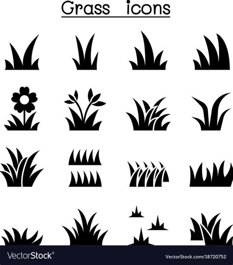 Grass Icon Set Graphic Design Royalty Free Vector Image