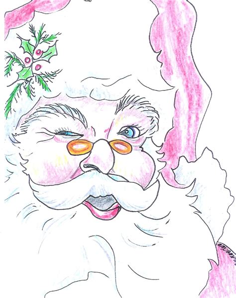 Santaoriginal Colored Pencil By Connie M Campbell All Rights