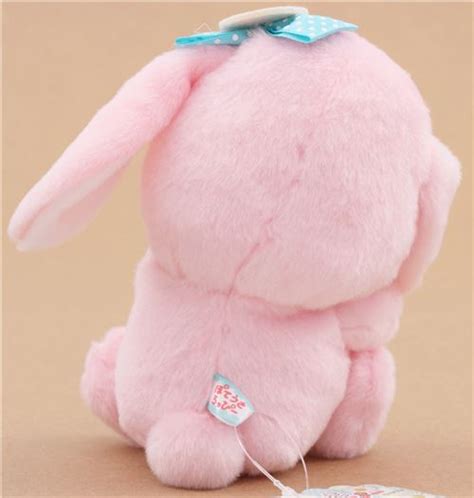 Pink Bunny Rabbit Turquoise Bow Poteusa Loppy Plush Toy From Japan