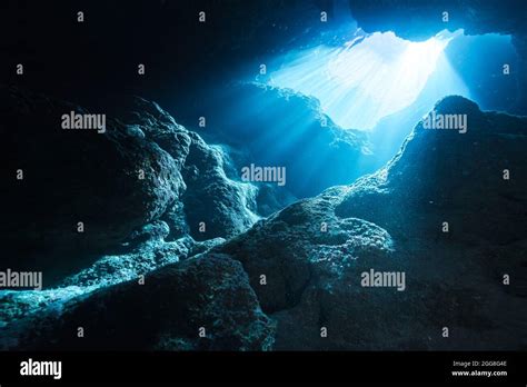 Rays Of Sunlight Into The Underwater Cave Stock Photo Alamy