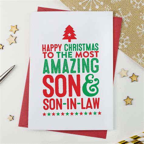 Amazing Son And Son In Law Christmas Card A Is For Alphabet