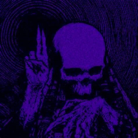 A Skeleton Holding Up A Knife In Front Of A Purple Background