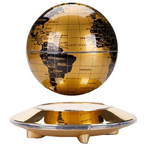 Yanghx Magnetic Levitation Floating Globe With Flying Saucer Base Gold