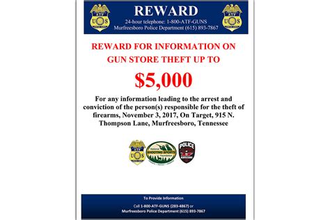Atf Offers 5000 Reward In Murfreesboro Gun Store Theft Clarksville Online