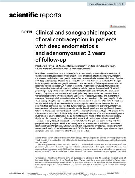 Pdf Clinical And Sonographic Impact Of Oral Contraception In Patients