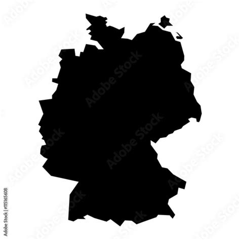 Black Simplified Flat Silhouette Map Of Germany Vector Country Shape