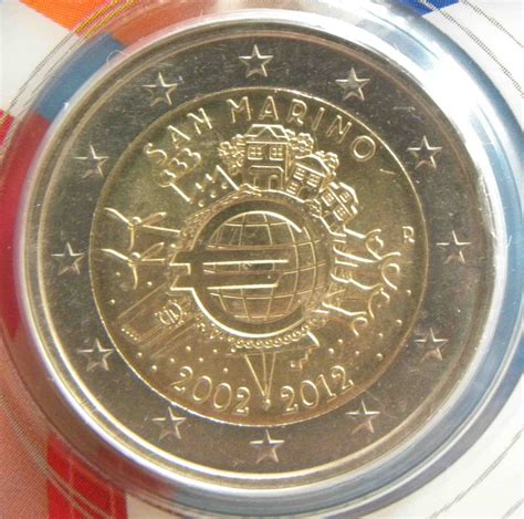 San Marino 2 Euro Coin 10 Years Of Euro Cash 2012 Euro Coinstv