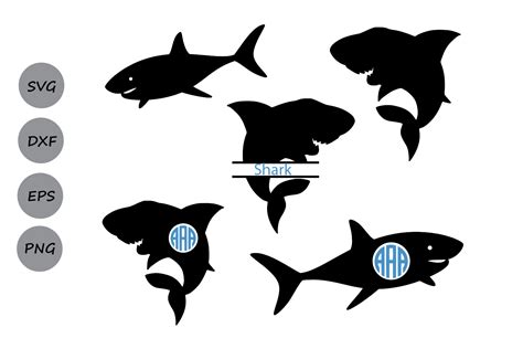 Shark svg silhouette, shark monogram svg, shark clipart, Shark SVG File