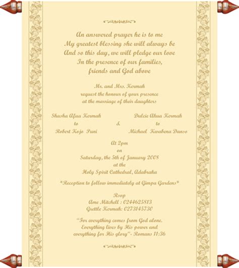 Elegant design of wedding card invitation template, vector illustration. Christian Samples, Christian printed text, Christian ...