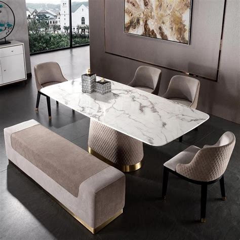 Luxury Fabric And Marble Dining Table And Chair Set My Aashis Marble