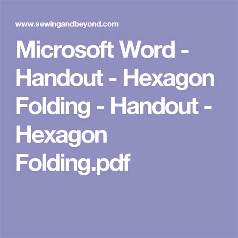 Ich brauche eine vorlage für ein handout in word. Microsoft Word - Handout - Hexagon Folding - Handout - Hexagon Folding.pdf | Microsoft word ...