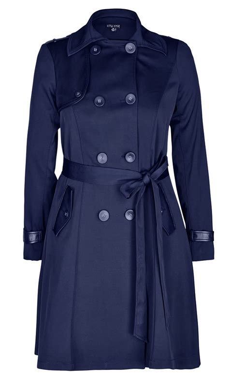 City Chic Coloured Corset Back Trench Coat Womens Plus Size