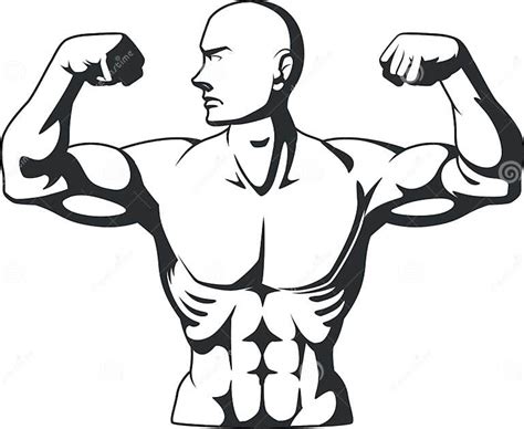 Silhouette Of Bodybuilder Flexing Muscles Stock Vector Illustration