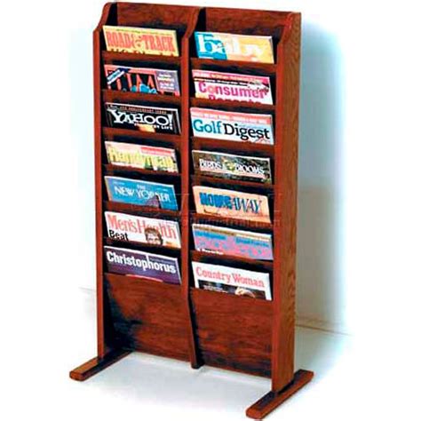 wooden mallet cascade™ free standing 14 pocket magazine rack mahogany