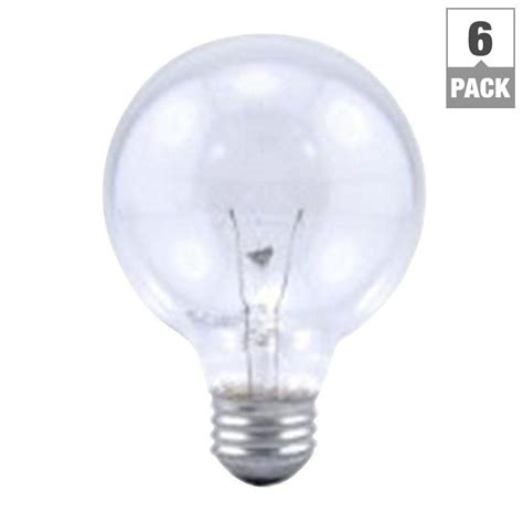 Sylvania 40 Watt Incandescent G25 Clear Globe Light Bulb 6 Pack 14191