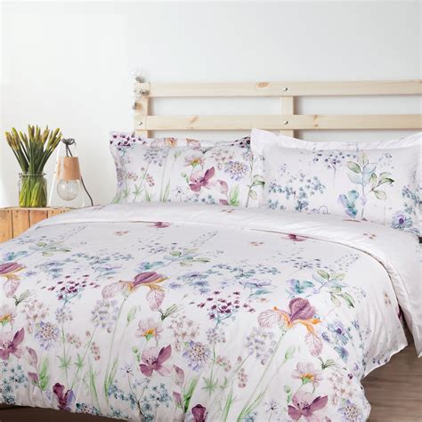 Bedsure 3 Piece Printed Floral Duvet Cover Set King Size White Soft