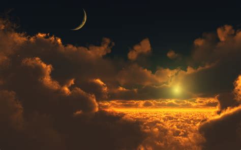 Wallpaper Clouds Sunset Moon Sky 2560x1600 Hd Picture Image