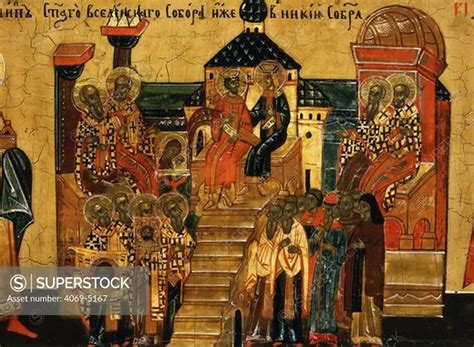 Council Of Nicaea 325 Ad From Calendar For October Icon Mid 18th