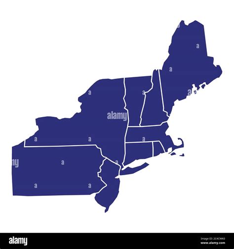 High Quality Map Of Northeast Region Of United States Of America With