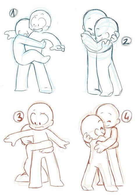 Chibi Sweethearts Poses Drawing Base Hugging Drawing Drawing