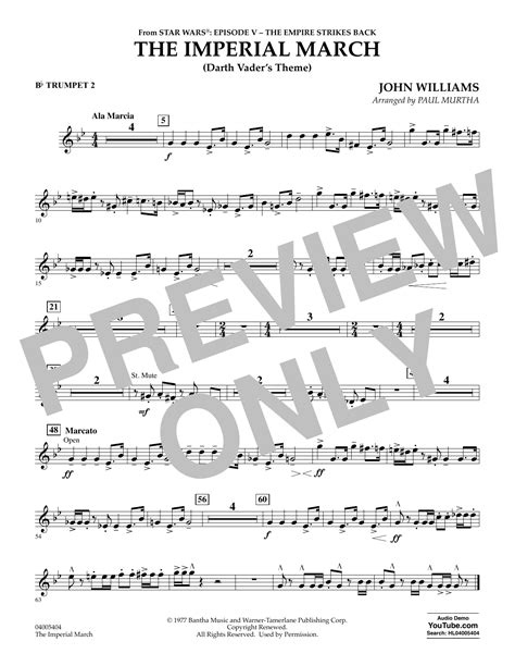 The Imperial March Darth Vaders Theme Bb Trumpet 2 Sheet Music