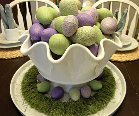 Painted Plastic Dollar Store Eggs April Centerpiece Easter