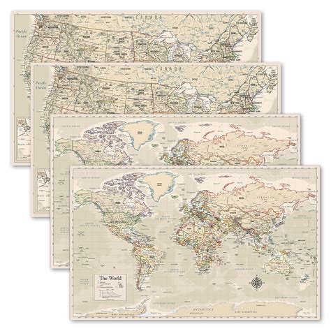 Buy Pack World Chart Antique Style Usa Chart Antique Style Laminated X
