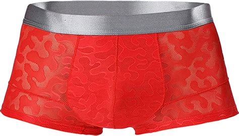 Mens Sexy Seamless Low Rise Ice Silk Breathable Ultra Thin Print Boxer Briefs Xl Multicolor