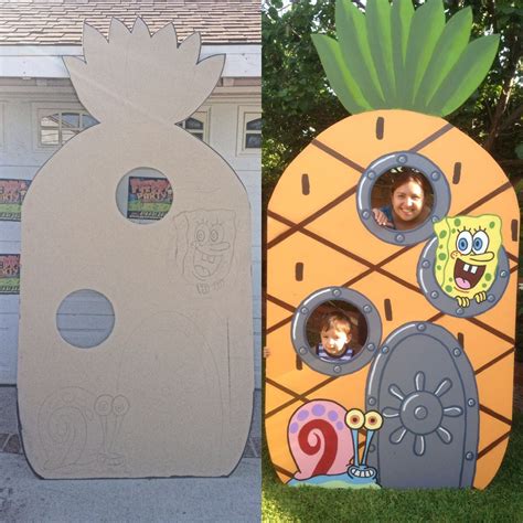 Spongebob Face In Hole Party Prop Right After We Cut Out The Shape And