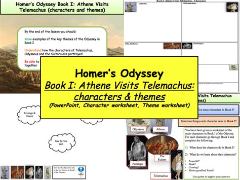 Homers Odyssey Book I Athene Visits Telemachus Teaching Resources