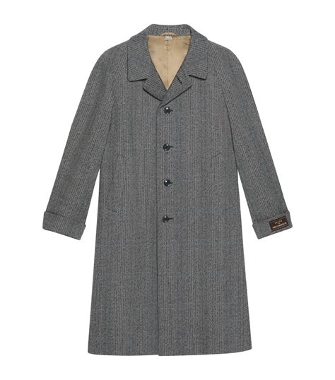 Gucci Grey Wool Cashmere Herringbone Overcoat Harrods Uk