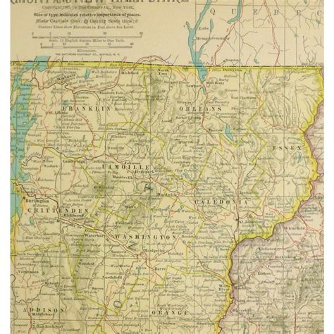 Map Vermont And New Hampshire 1897 Original Art