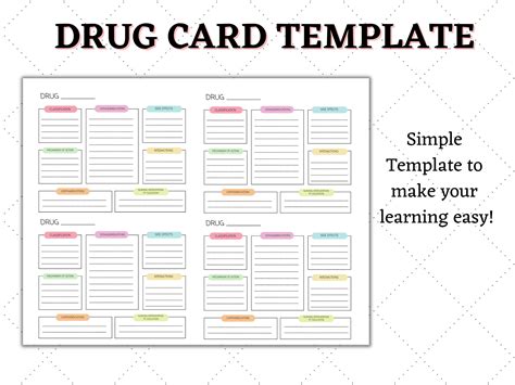 Pharmacology Drug Card Template Nurse Student Study Guide Etsy Australia