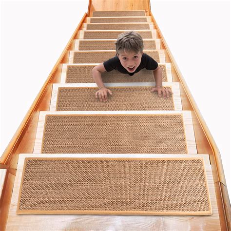 Natural Linen Soft Comfortable Stair Treads For Wooden Steps Stair
