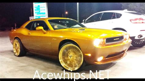 Acewhipsnet Candy Gold Dodge Challenger On 24 Gold Dayton Rims Youtube