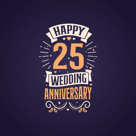 Happy 25th Wedding Anniversary Quote Lettering Design 25 Years