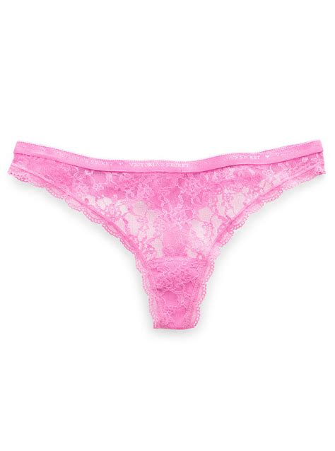 Victorias Secret Thong Panty In Pink Timeless Pink Lace Lyst